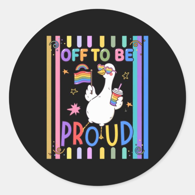 Proud Goose Rainbow Flag Fun Celebration Classic Round Sticker (Front)