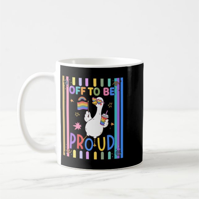 Proud Goose Rainbow Flag Fun Celebration Coffee Mug (Left)