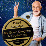Proud Graduation Button<br><div class="desc">Graduation buttons are in a variety of colours and styles. Change the background colour to fit your own school colours. Add or change text to create your own message. Great for high school, middle school, junior high, college, university, trade school, and more. Grand parents, parents, sisters, brothers and graduates show...</div>
