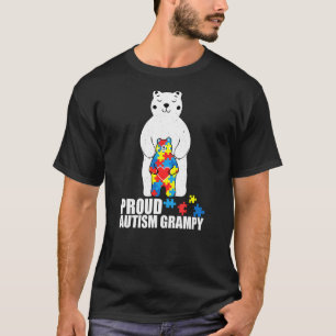 Proud Grampy Bear Autism Awareness Puzzle Piece Fa T-Shirt