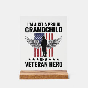 Proud Grandchild of a Veteran Hero Patriotic Desig Acrylic Sign