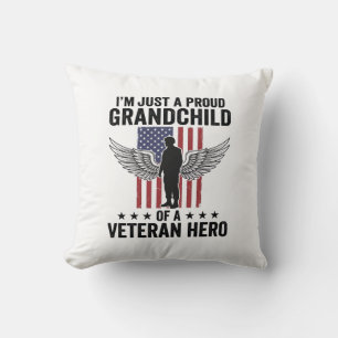 Proud Grandchild of a Veteran Hero Patriotic Desig Cushion