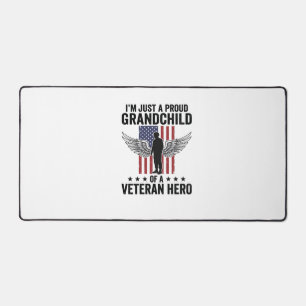 Proud Grandchild of a Veteran Hero Patriotic Desig Desk Mat