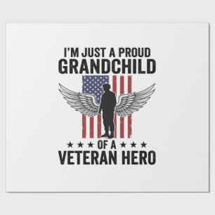 Proud Grandchild of a Veteran Hero Patriotic Desig Wrapping Paper
