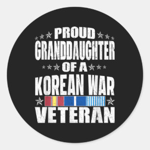 Proud Granddaughter Of A Korean War Veteran Milita Classic Round Sticker