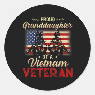 Proud Granddaughter Of A Vietnam Veteran Grandpa  Classic Round Sticker