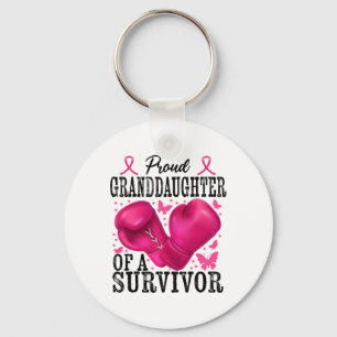 Proud Granddaughter Survivor Breast Cancer Boxing Key Ring