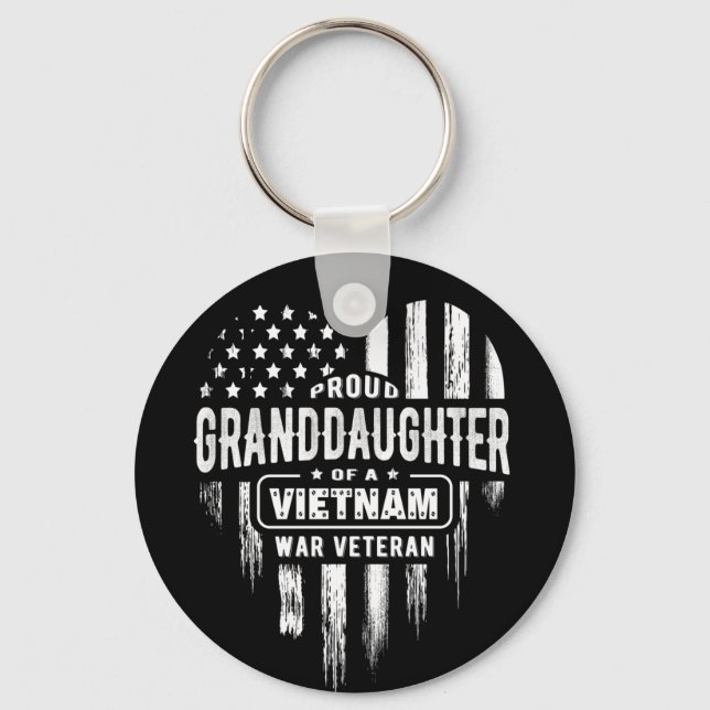 Proud Granddaughter Vietnam Vet Grandpa Veteran Key Ring (Front)