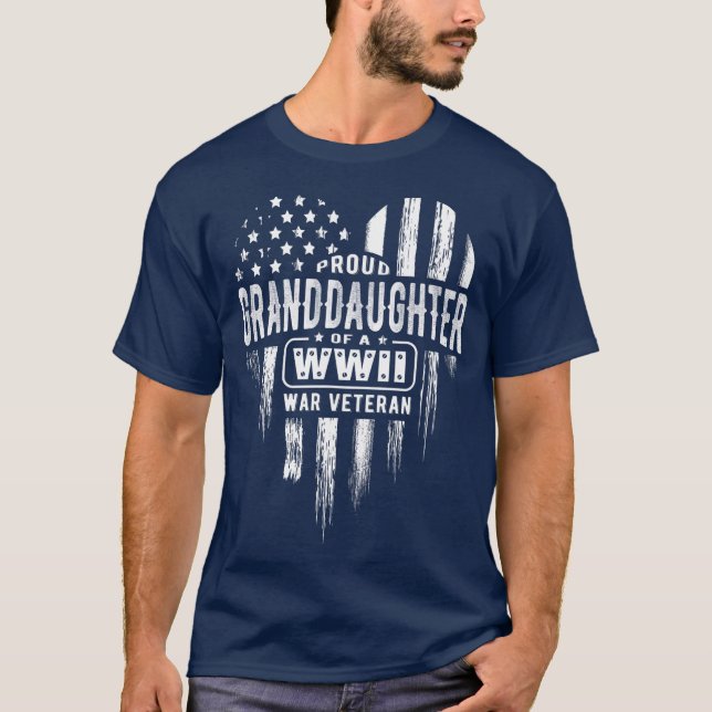 Proud Granddaughter WWII Vet Veterans Day T-Shirt (Front)