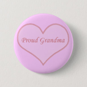 Proud Grandma Button, Pink 6 Cm Round Badge