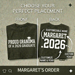 PROUD GRANDMA Class of 2026 Personalised Graduatio T-Shirt