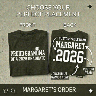 PROUD GRANDMA Class of 2026 Personalised Graduatio T-Shirt