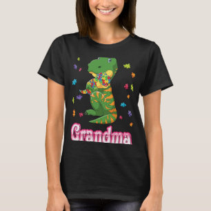 Proud Grandma Dinosaur Autism Awareness Rainbow Pu T-Shirt