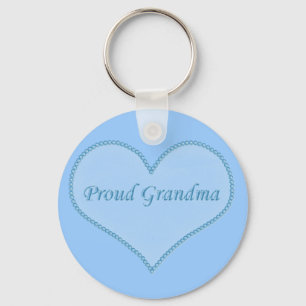 Proud Grandma Keychain, Blue Key Ring