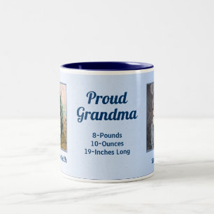 Proud Grandma New Baby in Blue Two-Tone Coffee Mug