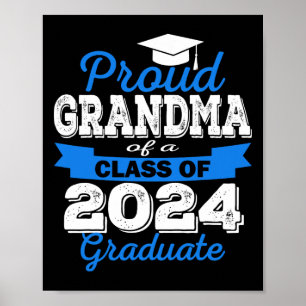 Proud Grandma Of 2024 Graduate Awesome Family Coll Poster