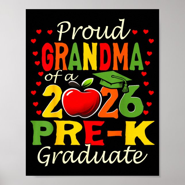 Proud grandma of 2026 pre-k graduate mothers day poster (Front)