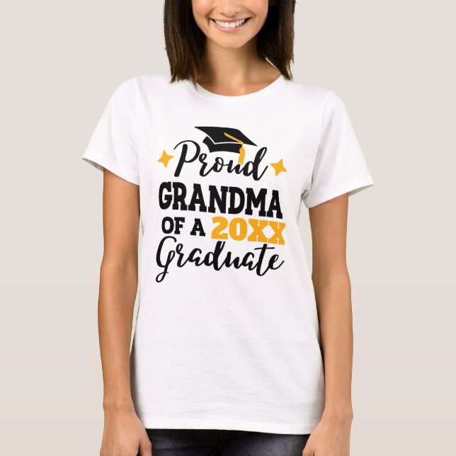 Proud Grandma of a 2022 graduate black gold tassel T-Shirt (Front)