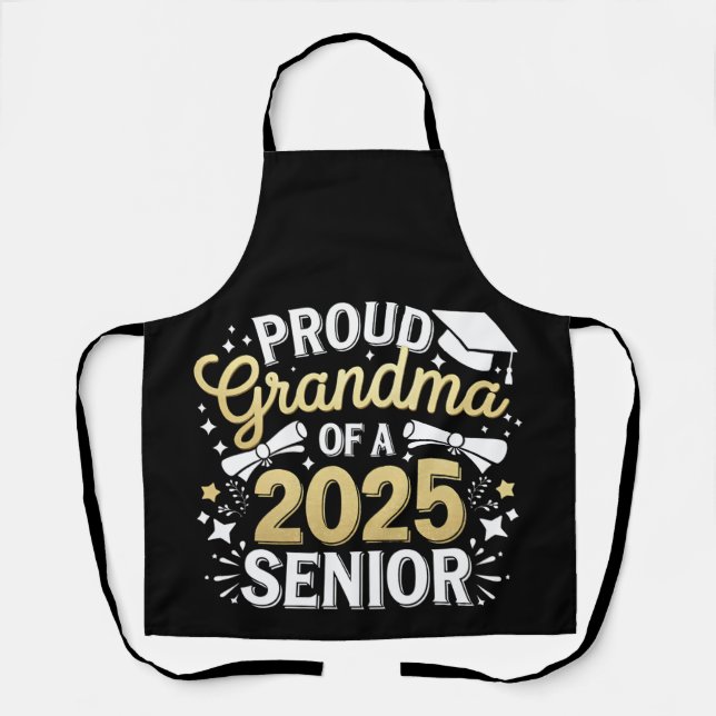 Proud Grandma Of A 2025 Graduate Graduation Golden Apron (Front)