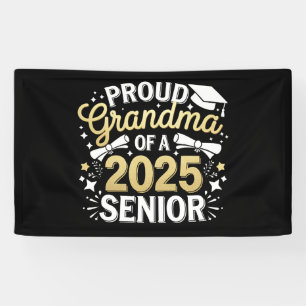 Proud Grandma Of A 2025 Graduate Graduation Golden Banner