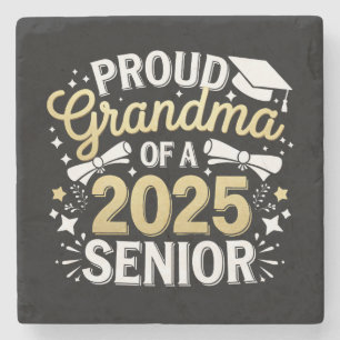 Proud Grandma Of A 2025 Graduate Graduation Golden Stone Coaster