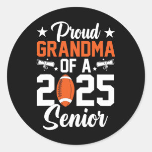 Proud Grandma Of A Footll Senior 2025 Graduation Classic Round Sticker