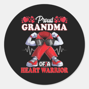 Proud Grandma Of A Heart Warrior Chd Awareness Red Classic Round Sticker