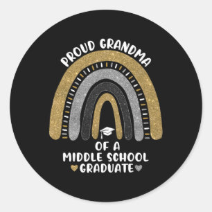 Proud Grandma Of A Middle School Graduate Rainbow  Classic Round Sticker