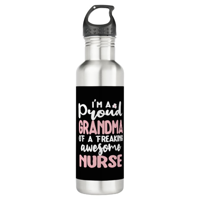 Proud Grandma Of A Nurse Grandmother Nursing 710 Ml Water Bottle (Front)