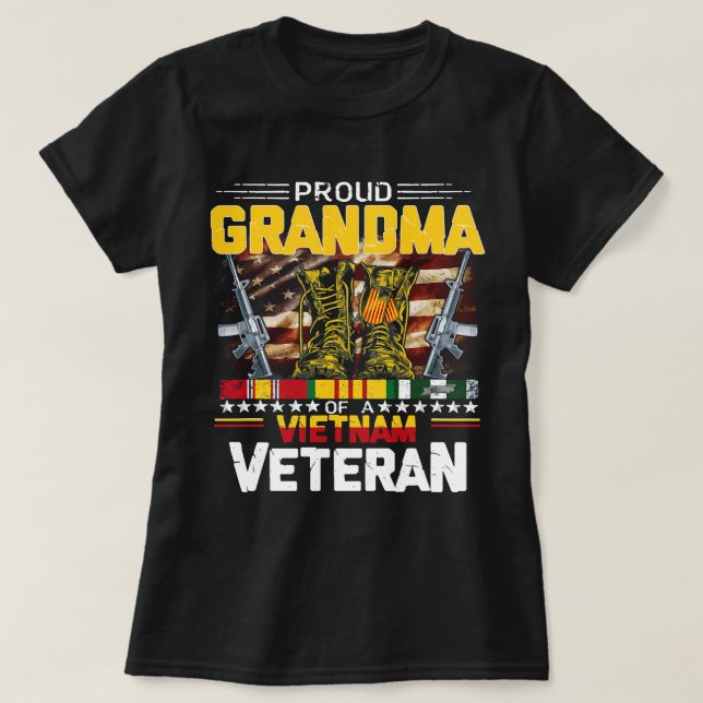 Proud Grandma Of A Vietnam Veteran Vietnam War Vet T-Shirt (Design Front)