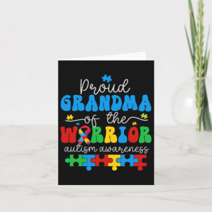 Proud Grandma Of A Warrior Autism Awareness Puzzle Card