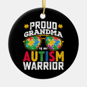 Proud Grandma Of An Autism Warrior Family Ceramic Tree Decoration
