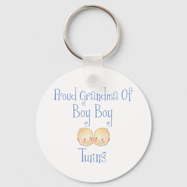 Proud Grandma of Boy Twins Key Ring (Front)
