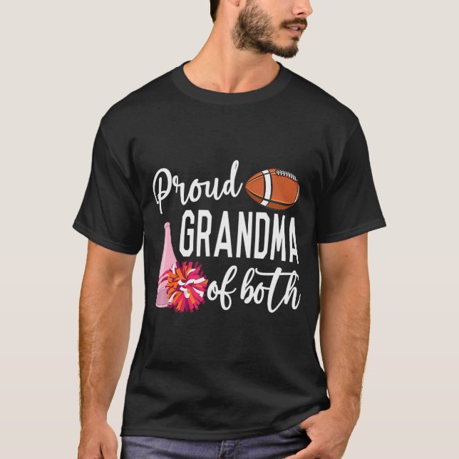 Proud Grandma Of Cheerleader & Football Player T-Shirt (Front)