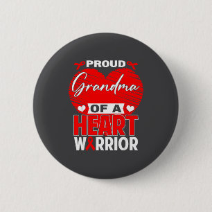Proud Grandma Of Heart Warrior Heart Disease Aware 6 Cm Round Badge