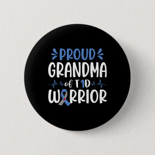 Proud Grandma Of T1d Warrior Diabetes Awareness Bl 6 Cm Round Badge