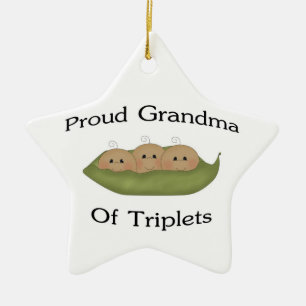 Proud Grandma Of Triplets Ceramic Tree Decoration