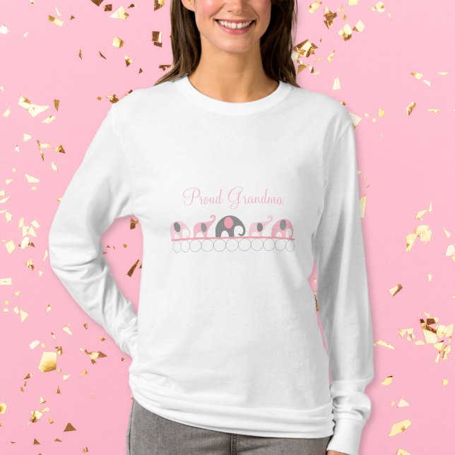 Proud Grandma Pink & Grey Elephant Parade t shirt (Creator Uploaded)