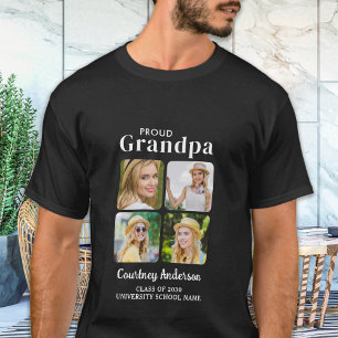 Proud GRANDMPA Modern Custom 4 Photo Graduation T-Shirt