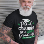 Proud Grandpa 2023 graduate green cap name T-Shirt<br><div class="desc">Celebrate your grandson's or grandaughter's graduation with this modern t-shirt featuring a "Proud GRANDPA of a 2023 Graduate" typography in white and green; easily customise this t-shirt with the graduation year and the name of the graduate by editing the template fields. This t-shirt is part of our "Graduation Family Matching...</div>