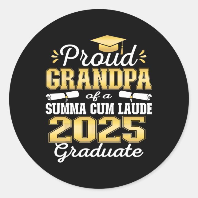 Proud Grandpa 2025 Summa Cum Laude Cl 2025 Graduat Classic Round Sticker (Front)