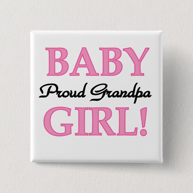 Proud Grandpa Baby Girl T-shirts and Gifts 15 Cm Square Badge (Front)