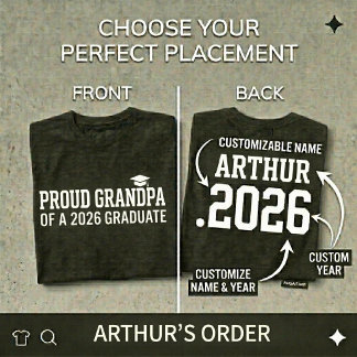 PROUD GRANDPA Class of 26 Personalised Graduation T-Shirt