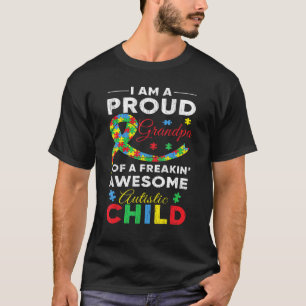 Proud Grandpa Dad Love Autistic Kids Autism Awaren T-Shirt