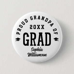 Proud Grandpa Grad Varsity Typography Graduation 6 Cm Round Badge