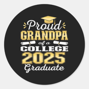 Proud Grandpa Of 2025 College Graduate Family 24 G Classic Round Sticker