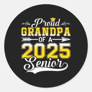 Proud Grandpa Of A 2025 Senior Graduate  Classic Round Sticker