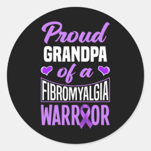 Proud Grandpa Of A Fibromyalgia Warrior Classic Round Sticker
