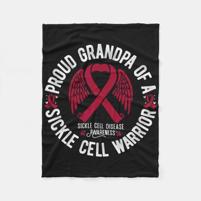 Proud Grandpa Of A Sickle Cell Warrior Scd Awarene Fleece Blanket (Front)