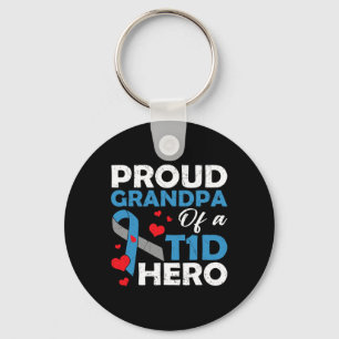 Proud Grandpa Of A Type 1 Diabetes Hero Warrior Su Key Ring